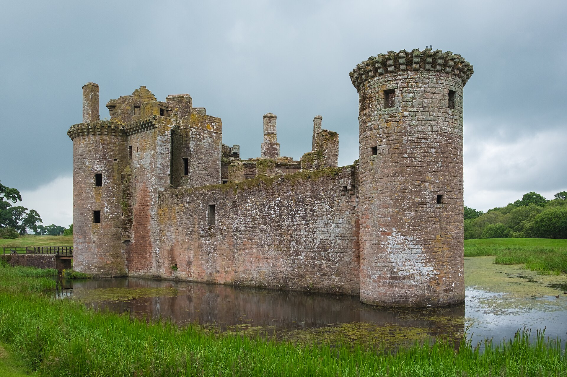 Caerlaverock Castle and its moat near Dumfries