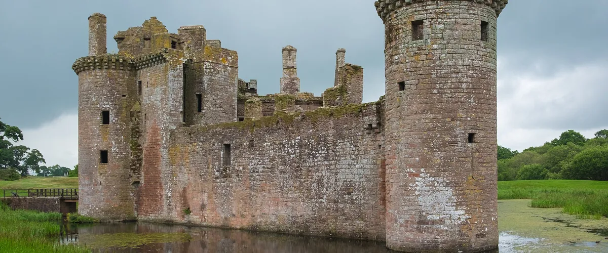 Caerlaverock Castle and its moat near Dumfries